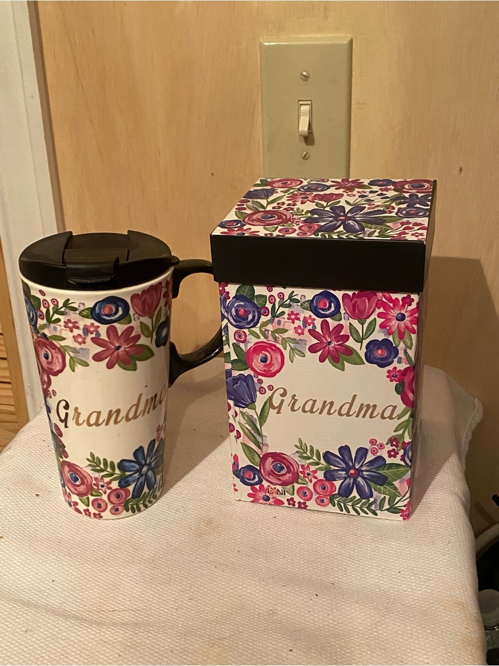 Refresh Floral 'Grandma' Travel Mug and Gift Box - White, Pink, Blue, Purple